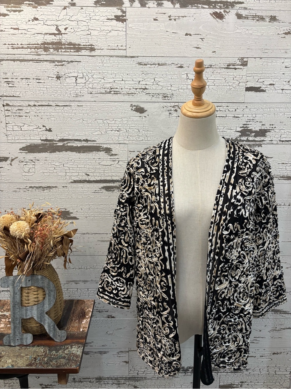 Chico's Black and Cream Layering Cardigan
